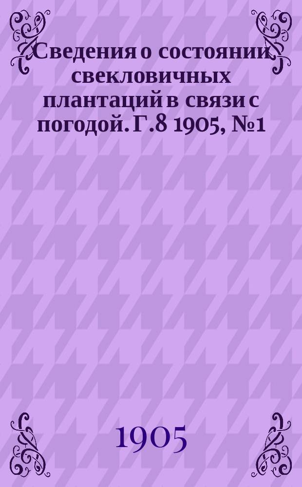 Сведения о состоянии свекловичных плантаций в связи с погодой. Г.8 1905, №1 (апр.)