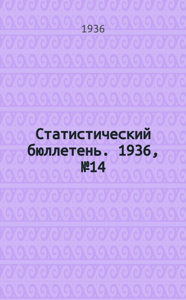 Статистический бюллетень. 1936, №14 : Состав и организационно-массовая работа сельских советов РСФСР