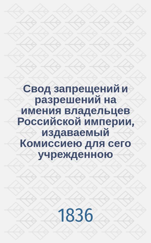 Свод запрещений и разрешений на имения владельцев Российской империи, издаваемый Комиссиею для сего учрежденною. Г.6 1936, №37