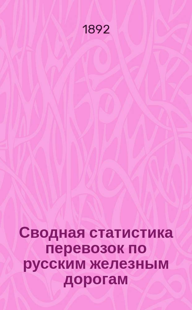 Сводная статистика перевозок по русским железным дорогам : Изд. деп. ж.-д. дел М-ва финансов. 1890, Ненум.вып. : Статистика перевозок волоса и пуха от животных. (Группа №124)