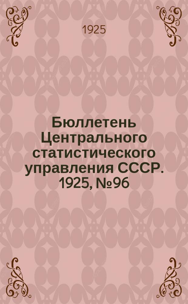 Бюллетень Центрального статистического управления [СССР]. 1925, №96 : Общесоюзная перепись 1926 года