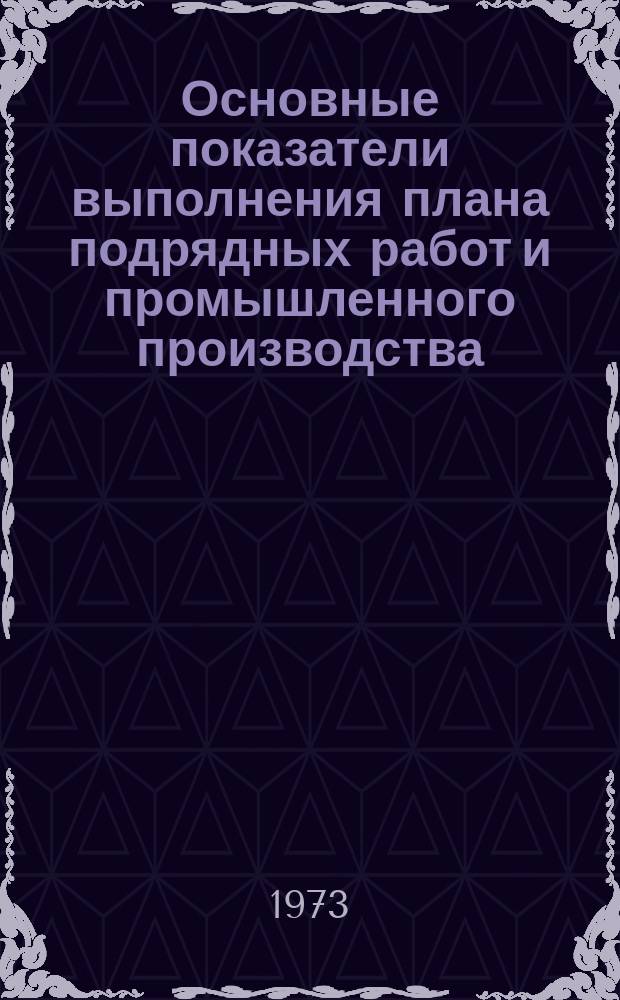 Основные показатели выполнения плана подрядных работ и промышленного производства. 1973, март