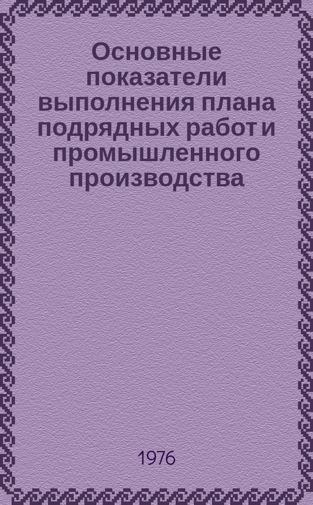 Основные показатели выполнения плана подрядных работ и промышленного производства. 1976, май