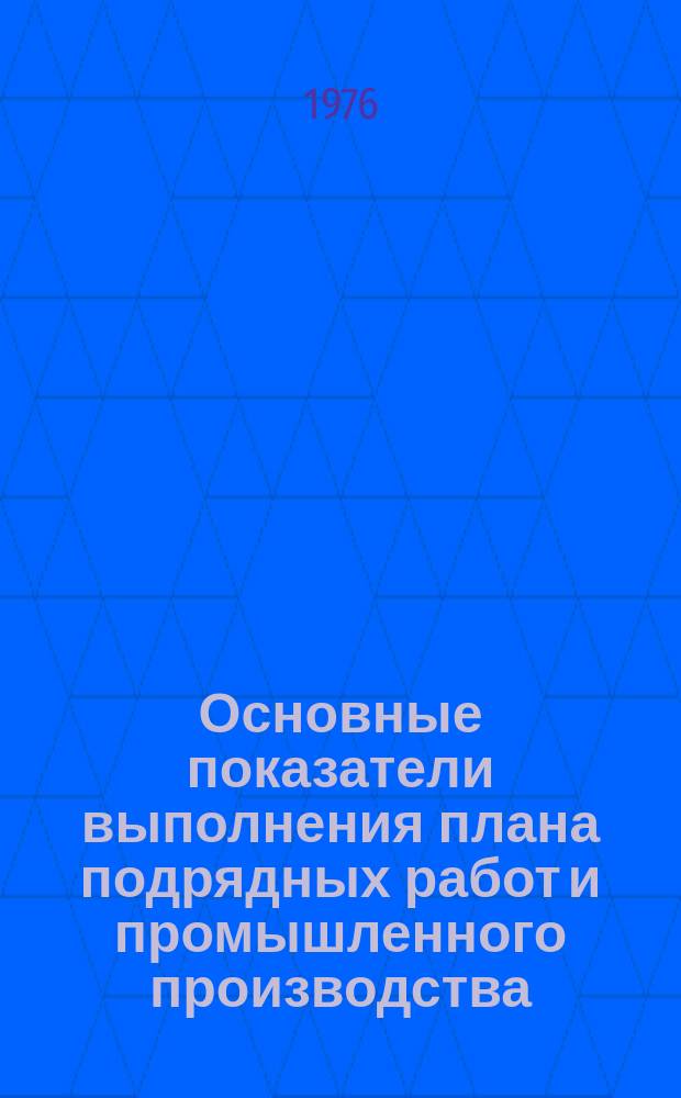 Основные показатели выполнения плана подрядных работ и промышленного производства. 1976, август