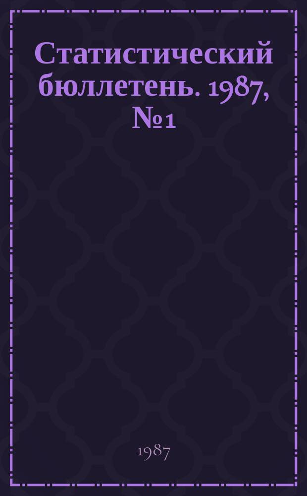 Статистический бюллетень. 1987, №1(170) : Некоторые итоги выполнения государственного плана экономического и социального развития отраслей народного хозяйства Молдавской ССР за 1986 год