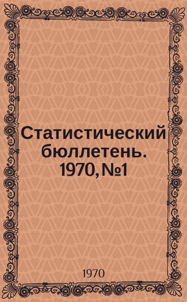 Статистический бюллетень. 1970, №1 : Средние оптовые цены и рентабельность важнейших видов промышленной продукции предприятий Молдавской ССР за 1969 год