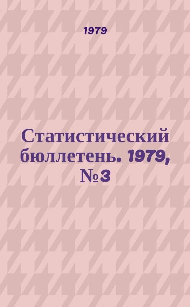 Статистический бюллетень. 1979, №3(744) : Выполнение государственного плана по основным показателям развития отдельных отраслей народного хозяйства РСФСР