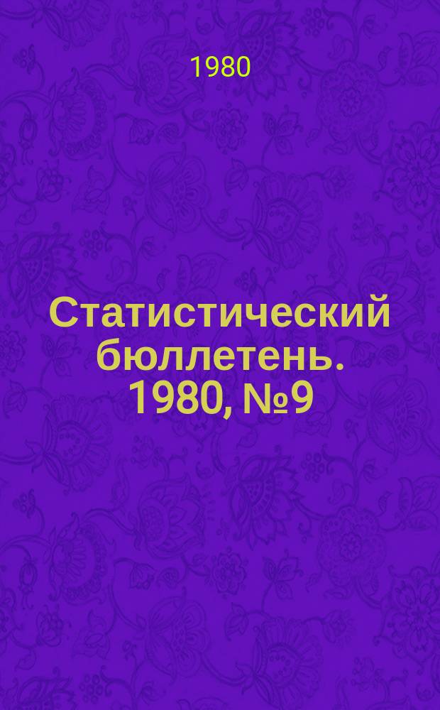 Статистический бюллетень. 1980, №9(774) : Выполнение государственного плана по основным показателям развития отдельных отраслей народного хозяйства РСФСР
