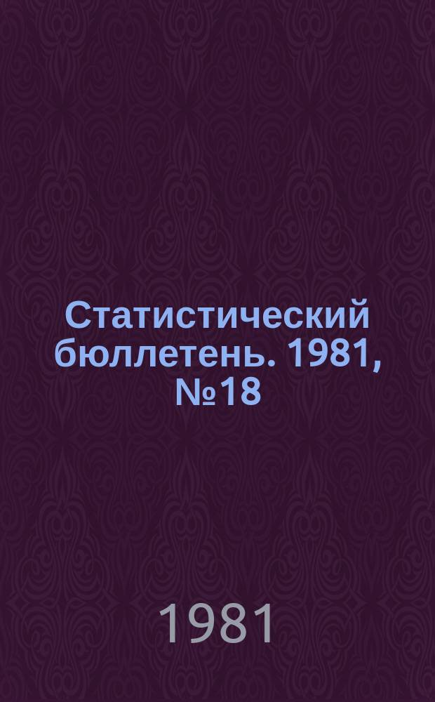 Статистический бюллетень. 1981, №18(807) : Основные показатели развития сельского хозяйства РСФСР