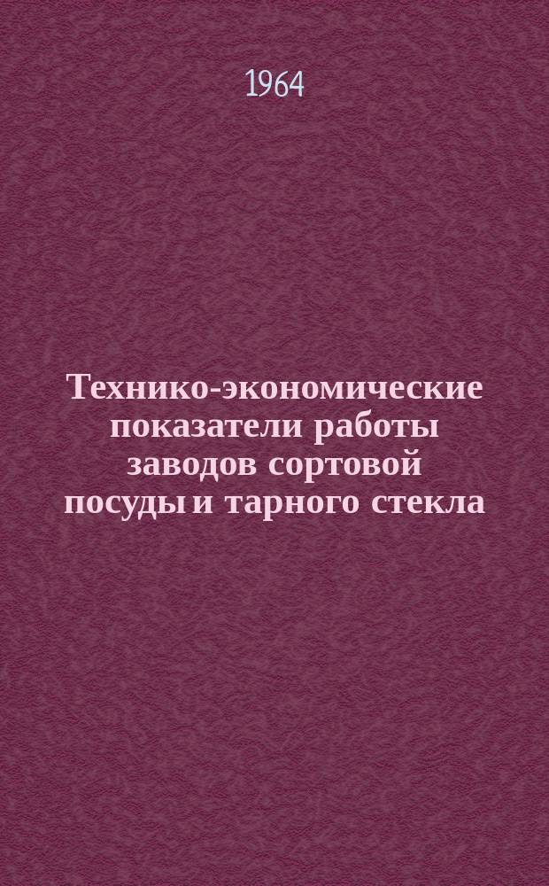 Технико-экономические показатели работы заводов сортовой посуды и тарного стекла. Вып.10 : (За 1-е полугодие 1964 г.)