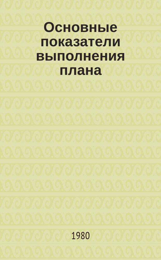 Основные показатели выполнения плана