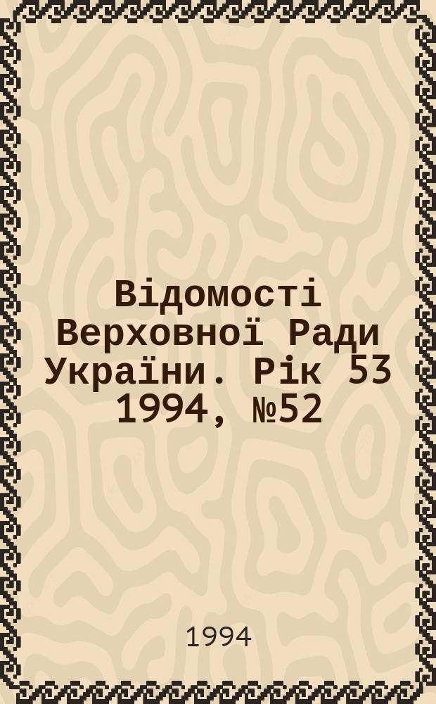 Відомості Верховної Ради України. Рiк 53 1994, №52 : Алф.-предм. покажчик