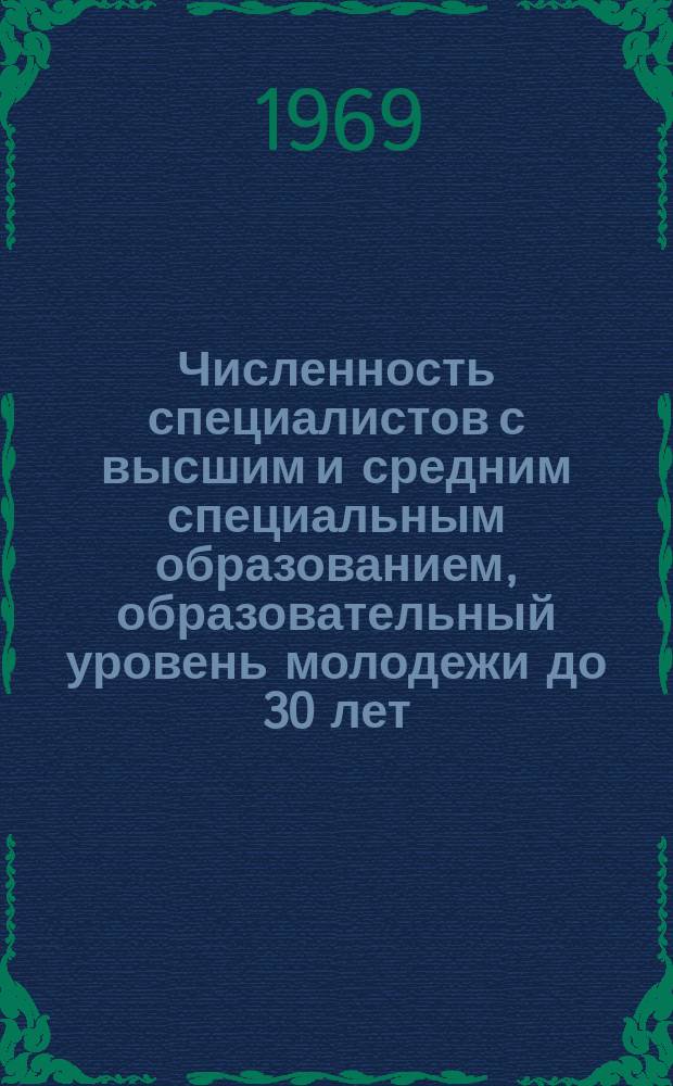 Численность специалистов с высшим и средним специальным образованием, образовательный уровень молодежи до 30 лет, занятых в народном хозяйстве Молдавской ССР на 15 ноября. [1968]