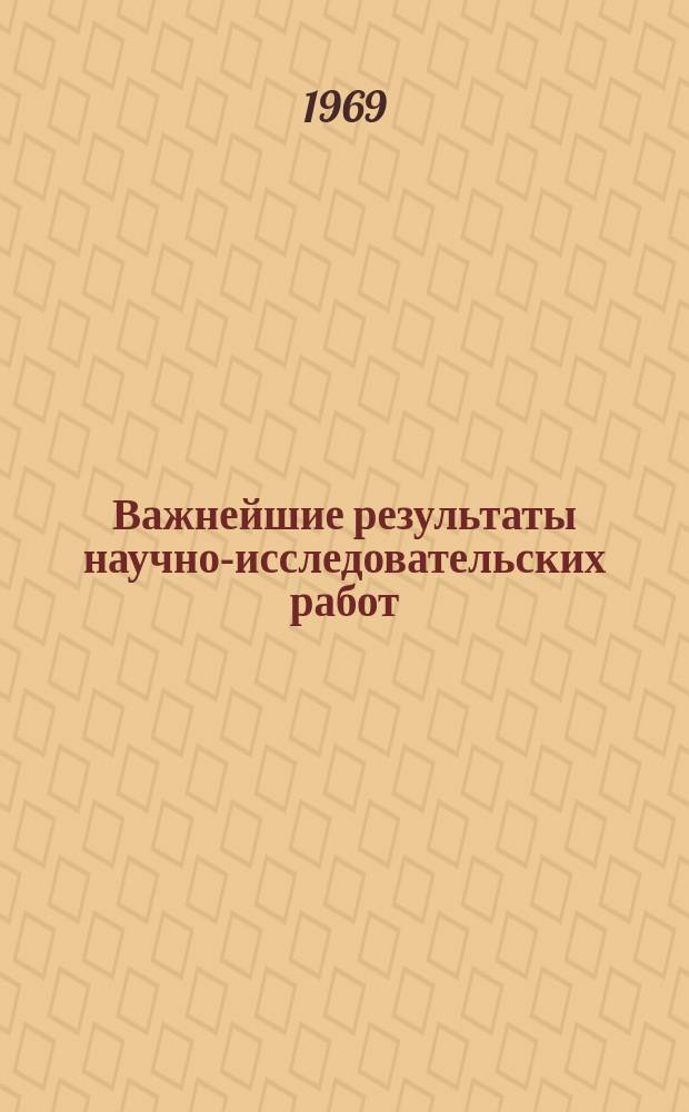 Важнейшие результаты научно-исследовательских работ