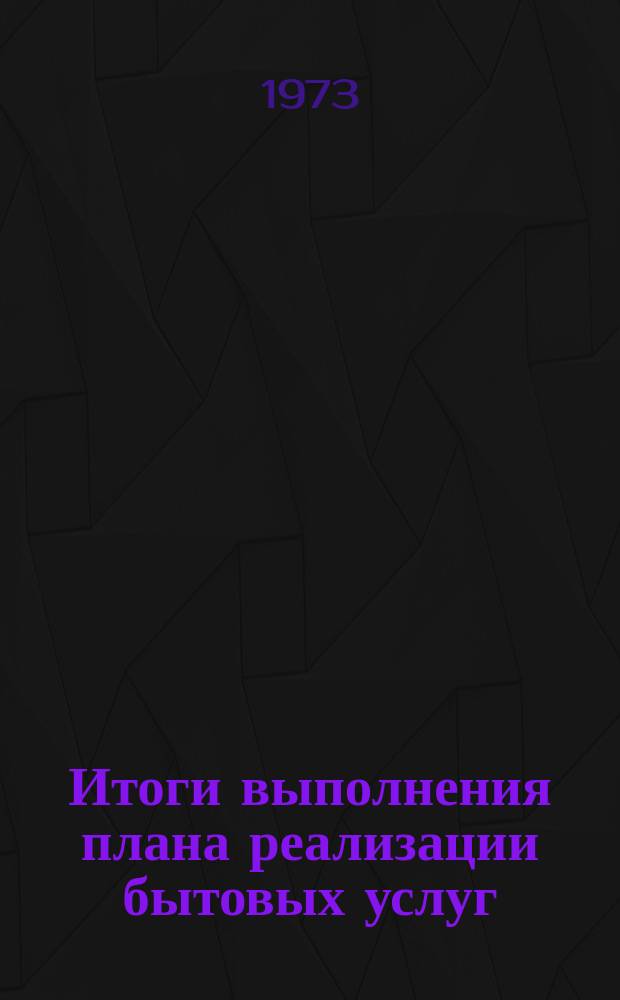 Итоги выполнения плана реализации бытовых услуг : По телеграфным данным