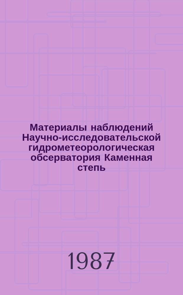 Материалы наблюдений Научно-исследовательской гидрометеорологическая обсерватория Каменная степь. Вып.23 : 1986