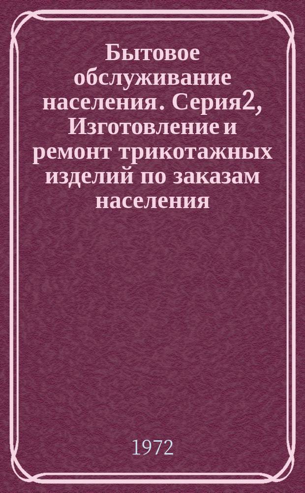 Бытовое обслуживание населения. Серия2, Изготовление и ремонт трикотажных изделий по заказам населения : Указ. неопубл. и вед. материалов