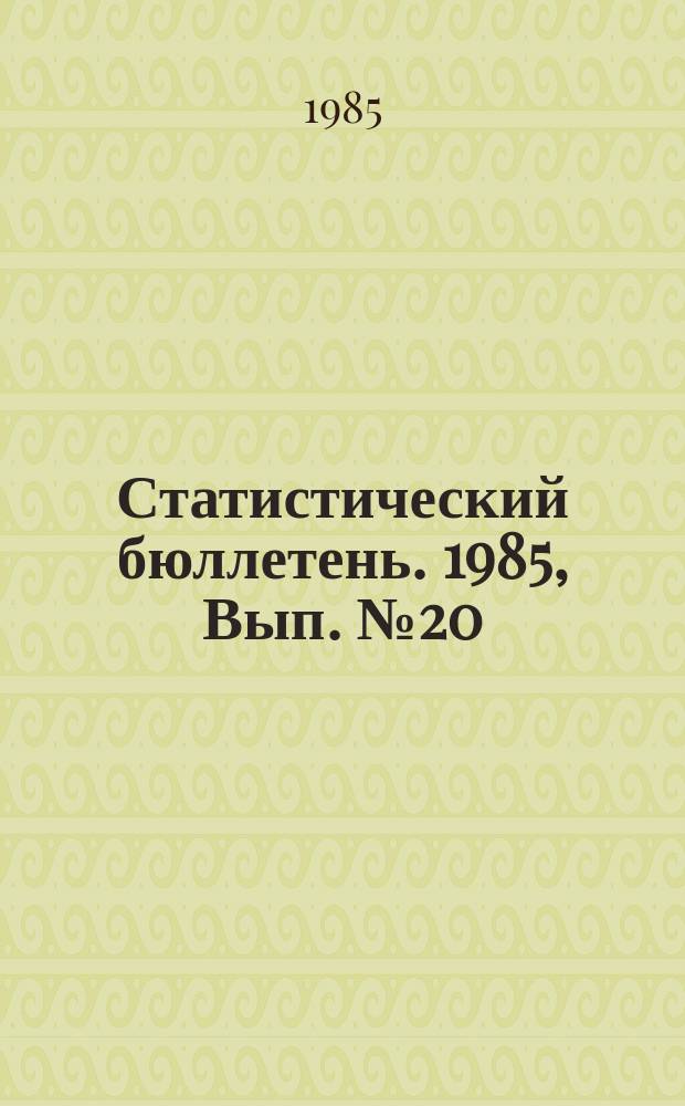 Статистический бюллетень. 1985, Вып.№20(1664) : Охрана атмосферного воздуха в Литовской ССР за 1984 год