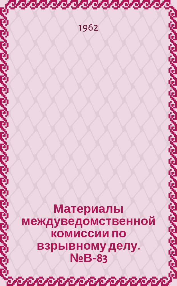 Материалы междуведомственной комиссии по взрывному делу. №В-83 : Сборник аннотаций выполненных научно-исследовательских работ по тематике взрывного дела