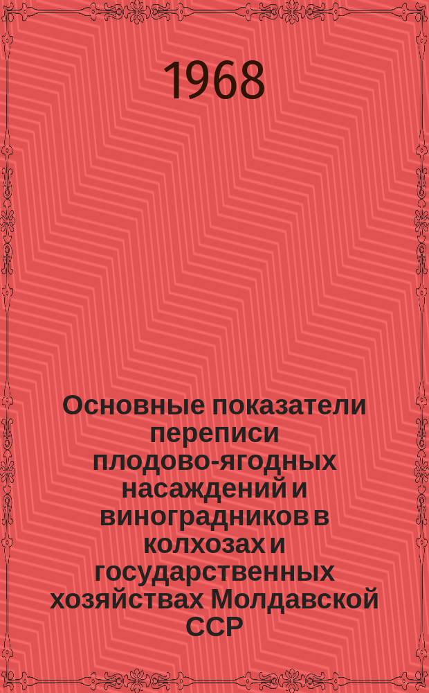 Основные показатели переписи плодово-ягодных насаждений и виноградников в колхозах и государственных хозяйствах Молдавской ССР (в разрезе хозяйств) : Стат. сборник. 1967, Т.4 : Плодовые насаждения