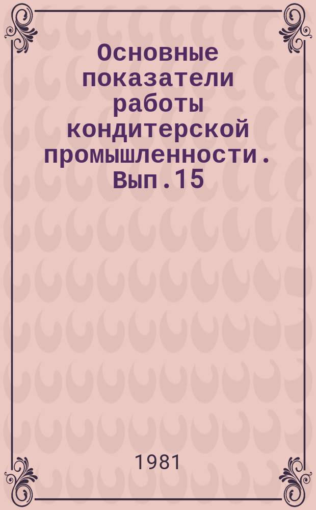 Основные показатели работы кондитерской промышленности. Вып.15 : 1976/1980