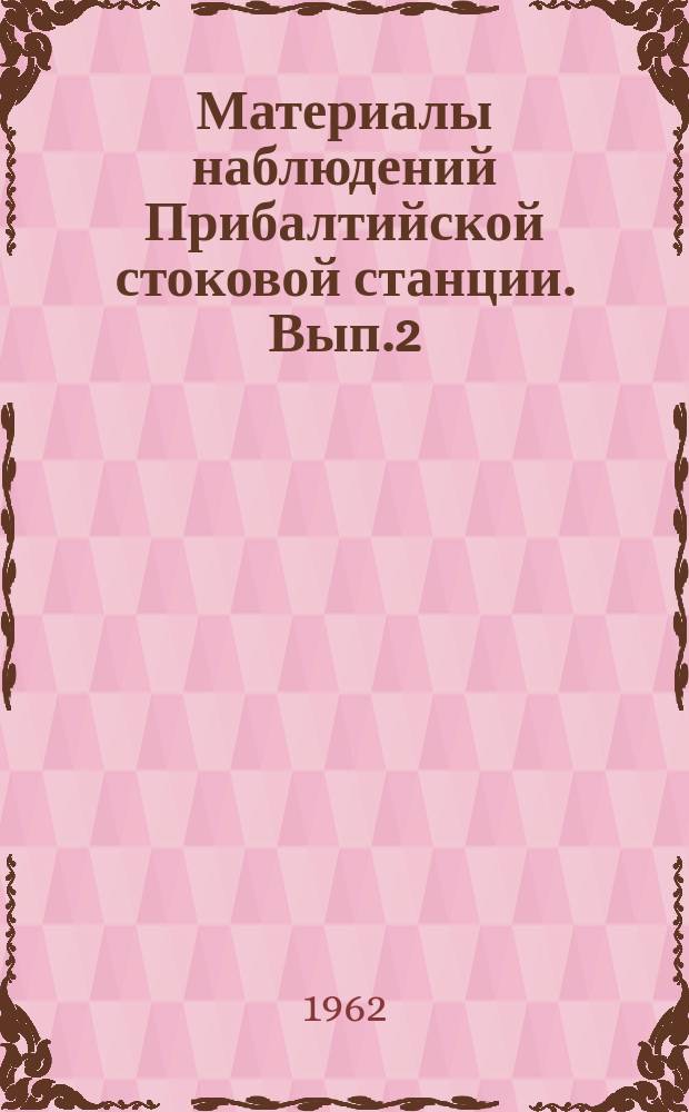 Материалы наблюдений Прибалтийской стоковой станции. Вып.2 : (1953/1958 гг.)