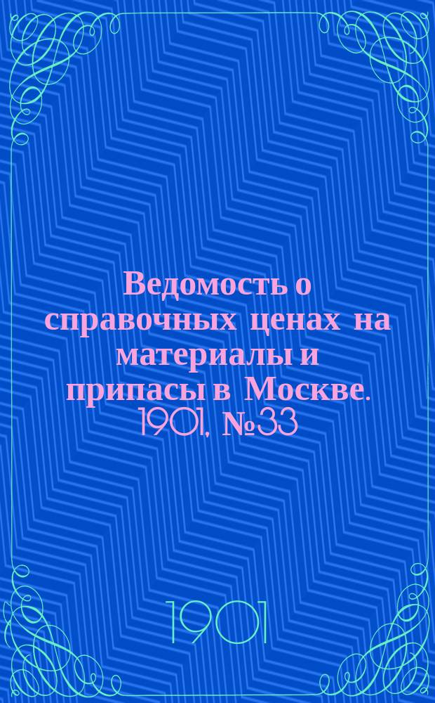 Ведомость о справочных ценах на материалы и припасы в Москве. 1901, №33