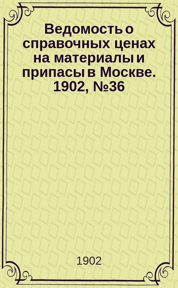 Ведомость о справочных ценах на материалы и припасы в Москве. 1902, №36