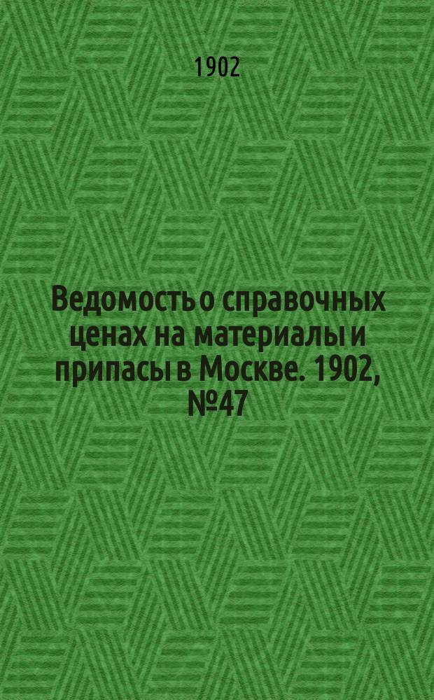 Ведомость о справочных ценах на материалы и припасы в Москве. 1902, №47