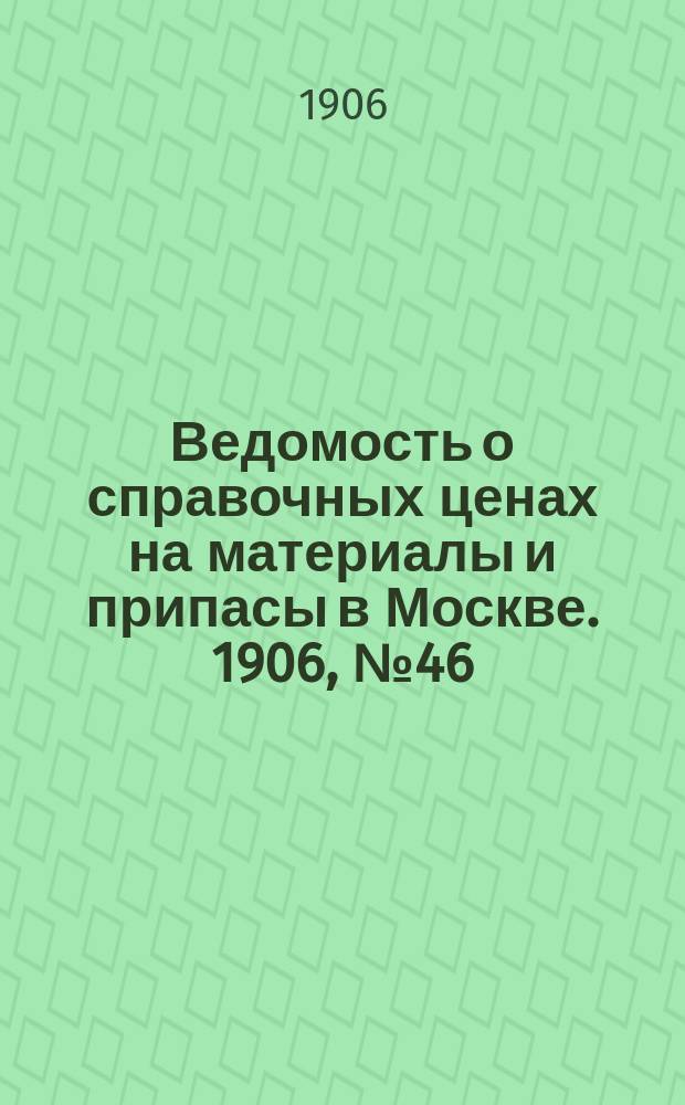 Ведомость о справочных ценах на материалы и припасы в Москве. 1906, №46
