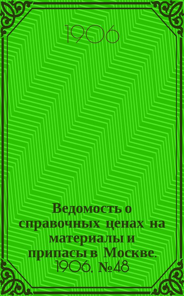 Ведомость о справочных ценах на материалы и припасы в Москве. 1906, №48