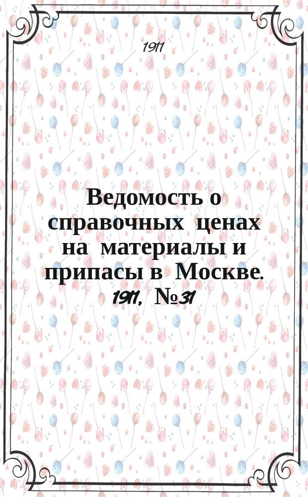 Ведомость о справочных ценах на материалы и припасы в Москве. 1911, №31