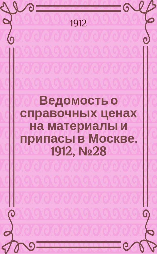 Ведомость о справочных ценах на материалы и припасы в Москве. 1912, №28