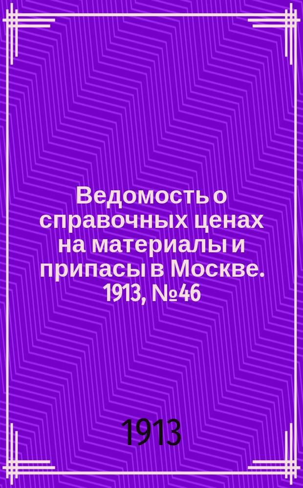 Ведомость о справочных ценах на материалы и припасы в Москве. 1913, №46