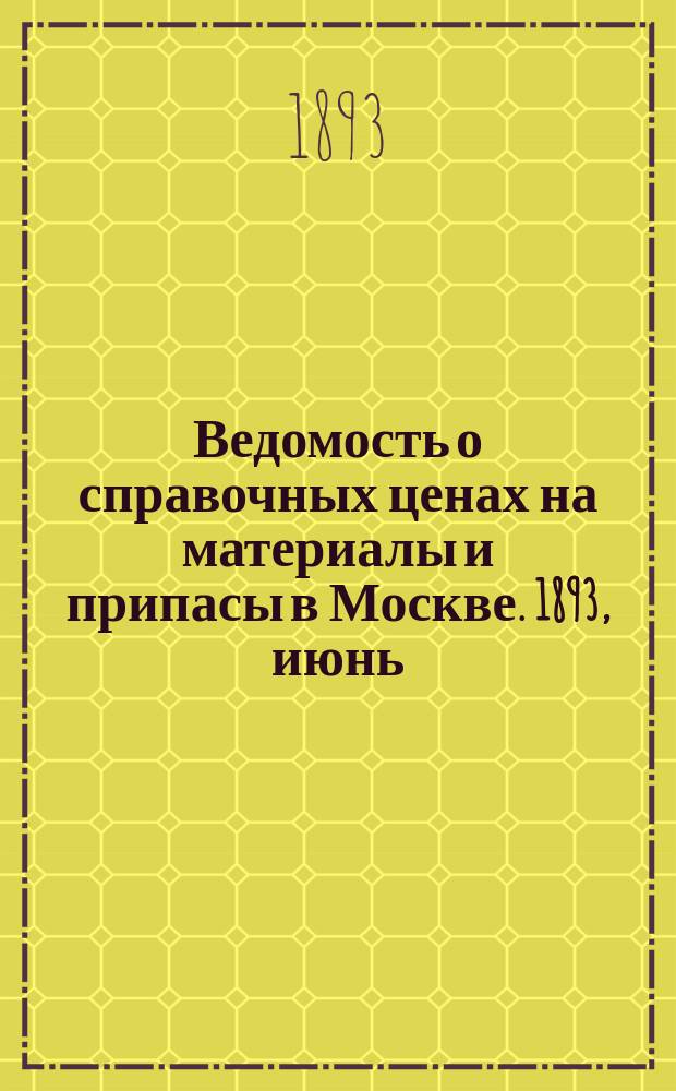 Ведомость о справочных ценах на материалы и припасы в Москве. 1893, июнь