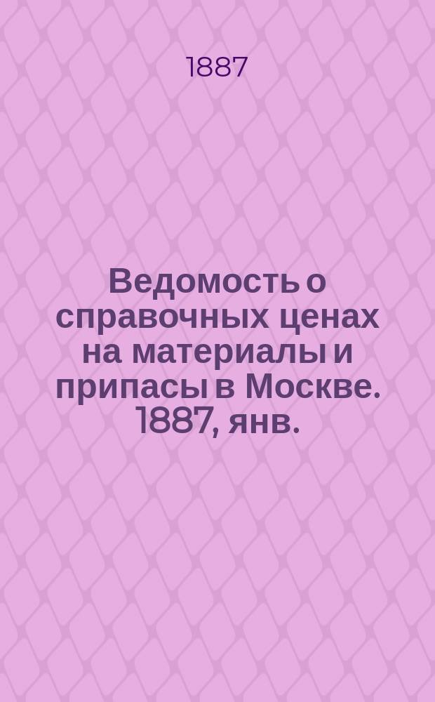 Ведомость о справочных ценах на материалы и припасы в Москве. 1887, янв.