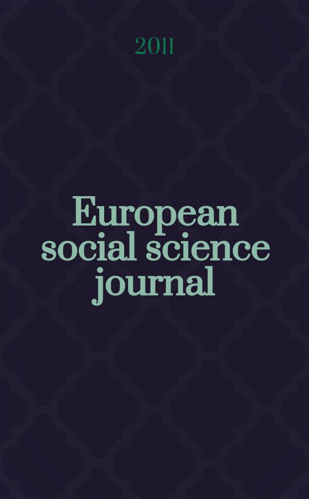 European social science journal = Европейский журнал социальных наук : международный научный журнал