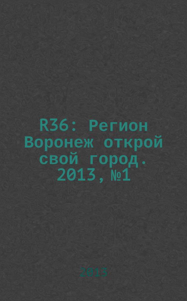 R36 : Регион Воронеж открой свой город. 2013, № 1/2 (17)
