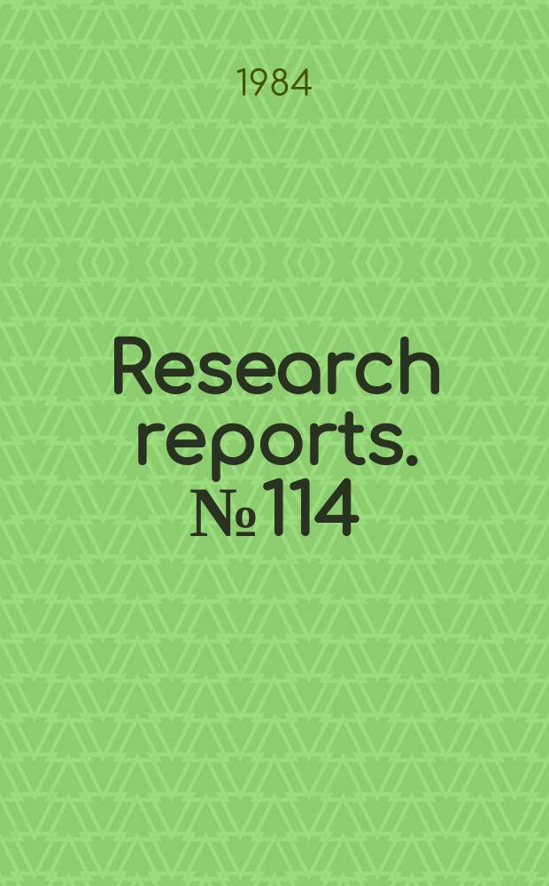 Research reports. №114 : Tests and confidence limits for interest...