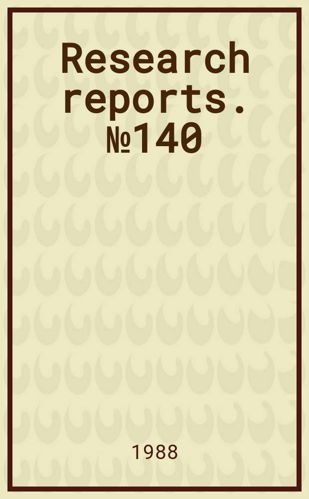 Research reports. №140 : Sand transport studies in a wind tunnel using radioactive grains...