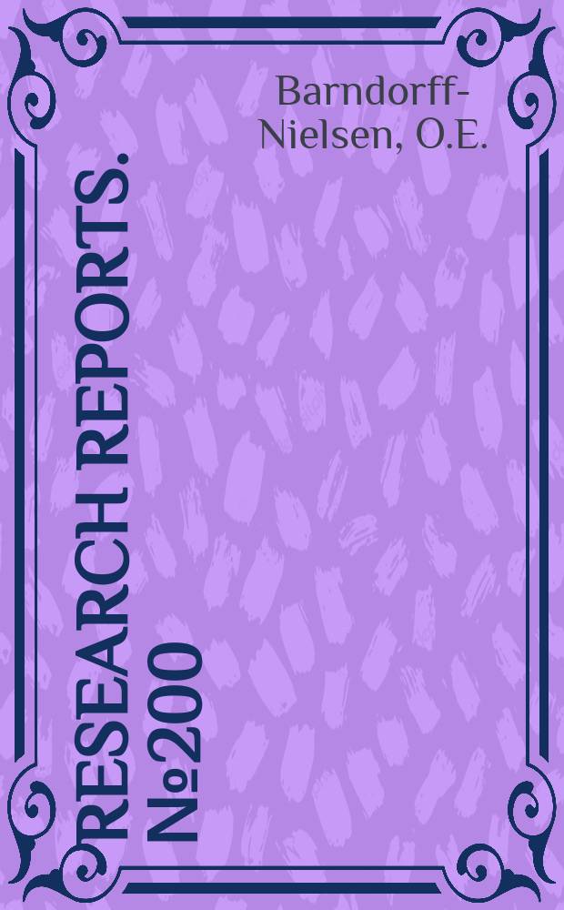 Research reports. №200 : Proper dispersion models