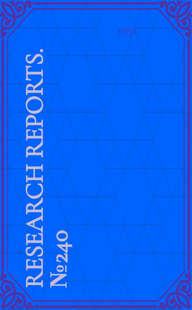 Research reports. №240 : The behaviour of the correlation integral...