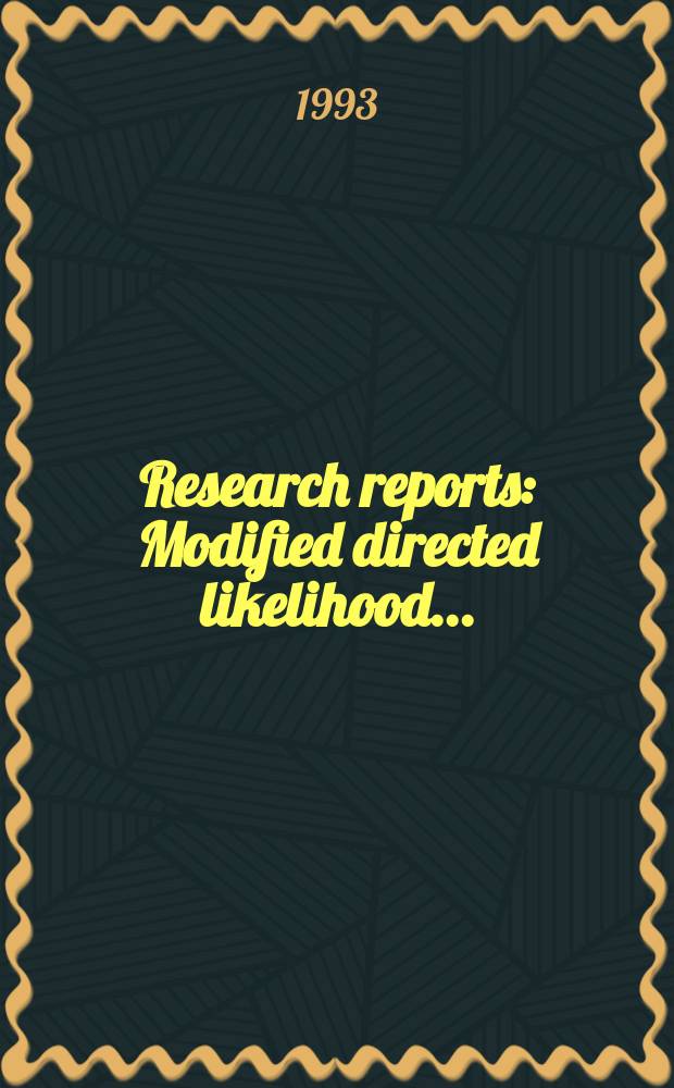 Research reports : Modified directed likelihood...