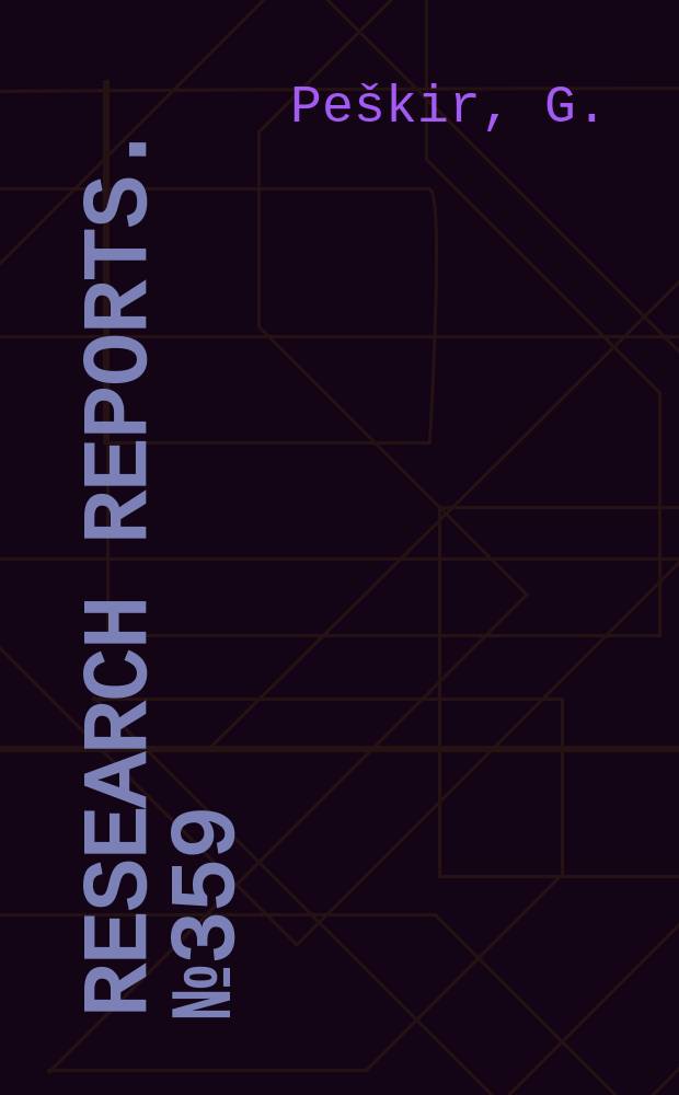 Research reports. №359 : The integral analogue of the...