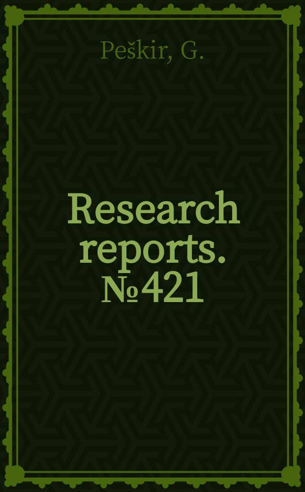 Research reports. №421 : On integral equations arising in the first-...