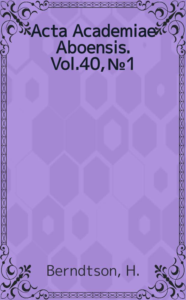 Acta Academiae Aboensis. Vol.40, №1 : Realkapital och konsumtion