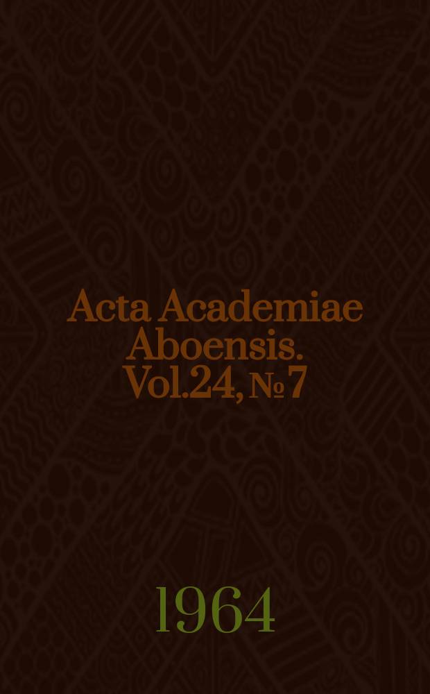 Acta Academiae Aboensis. Vol.24, №7 : Ångtrycket över lösningar...