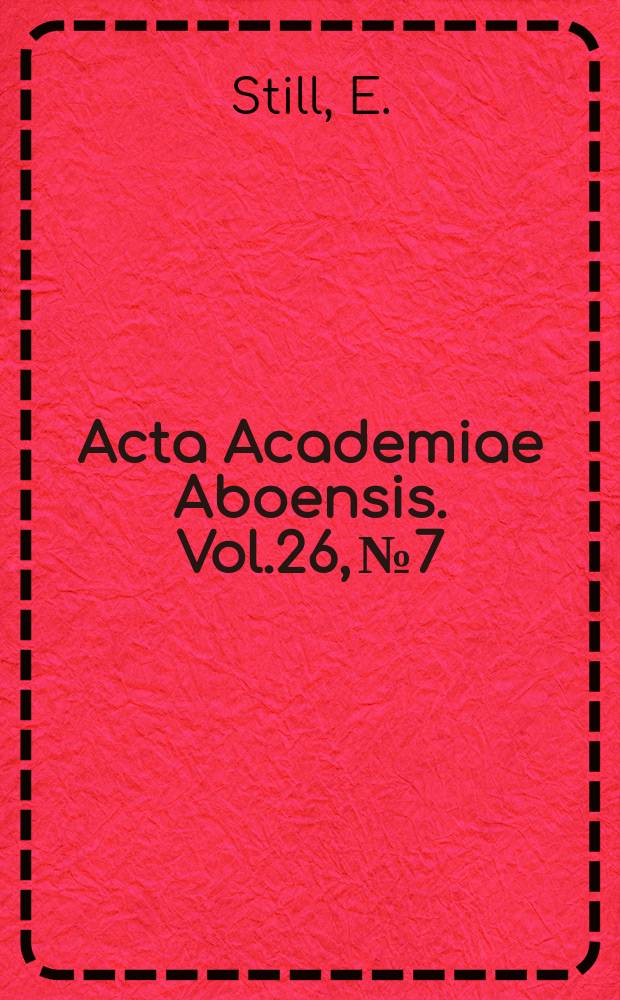 Acta Academiae Aboensis. Vol.26, №7 : Fotometriska titreringar med dikromatiskt...