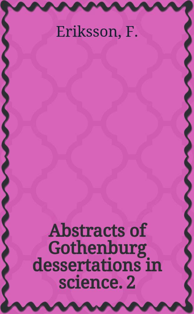Abstracts of Gothenburg dessertations in science. 2 : Some results about the curvature in Riemannian spaces, in particular about surfaces of curvature ≦ k