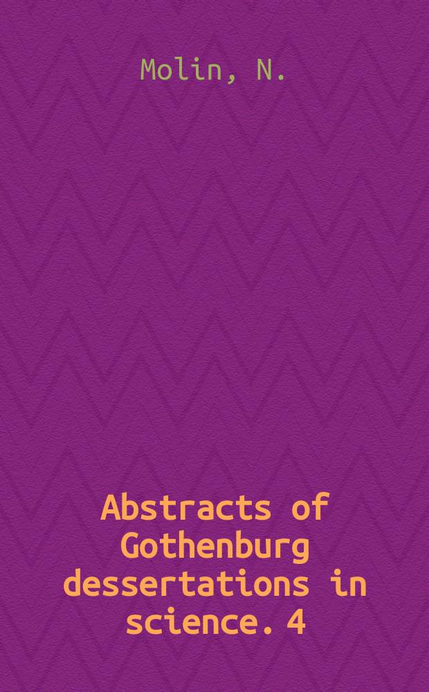 Abstracts of Gothenburg dessertations in science. 4 : Studies on the antimicrobial effects of Na-a cyldipeptides